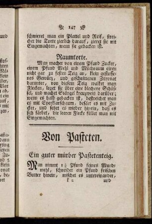 Von Pasteten.