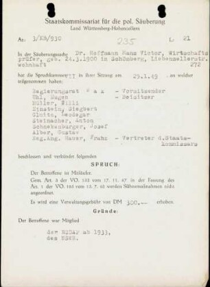 Hoffmann, Hans Victor, Dr.