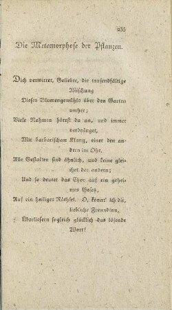 Die Metamorphose der Pflanzen.