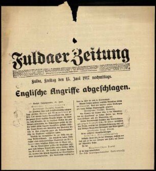 Ausgabe vom Freitag, den 15. Juni 1917.
