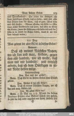 111. Frag. Was gebeut die aber Gott in diesem Gebot?