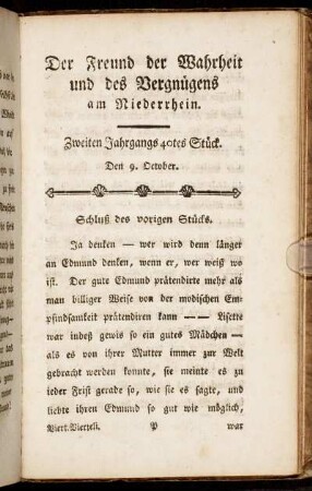 Zweiten Jahrgangs 40tes Stück. Den 9. October.