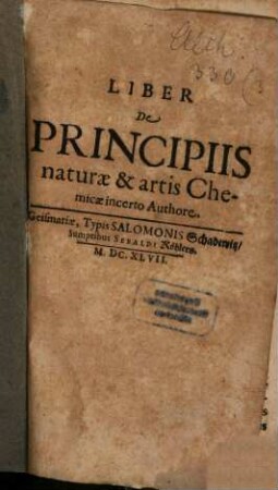 Tractatus aliquot Chemici Singvlares : Summum philosophorum arcanum continentes. 1. Liber de principiis naturæ, & artis Chemicæ, incerti authoris. 2. Johannis Belye Angli tractatulus novus, & aliis Bernhardi Comitis Trevirensis, ex Gallico versus. Cum fragmentis Eduardi Kellæi, H. Aquilæ Thuringi, & Joh. Isaaci Hollandi. 3. Fratris Ferrarii tractatus integer, hactenus fere suppressus, & in principio & fine plus quam dimidia parte mutilatus. 4. Johannis Daustenii Angli Rosarium