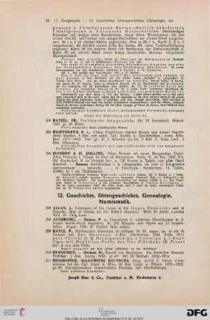 Geschichte, Sittengeschichte, Genealogie, Numismatik (Nr. 207-256)