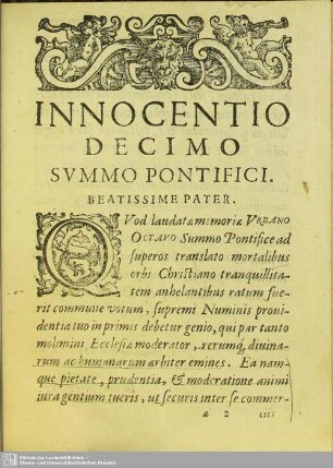 Innocentio decimosummo pontifici