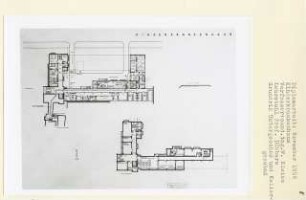 Kinderkrankenhaus, Berlin-Wilmersdorf (Diplomarbeit bei Kurt Dübbers): Grundriss Kellergeschoss und Untergeschoss 1:200