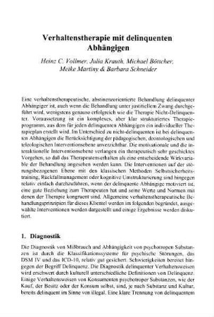 99-138, Verhaltenstherapie mit delinquenten Abhängigen