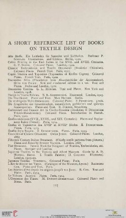 A short Reference List of Books on Textile Design