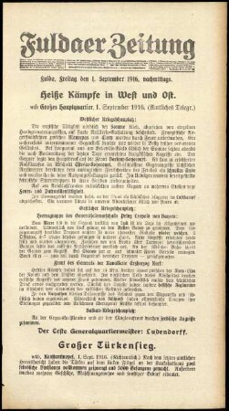 Ausgabe vom Freitag, den 01. September 1916.