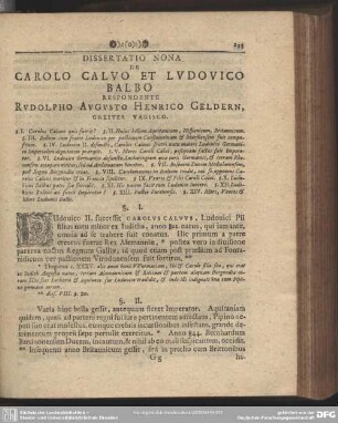 Dissertatio Nona De Carolo Calvo Et Ludovico Balbo Respondente Rudolpho Augusto Henrico Geldern, Greitza Varisco