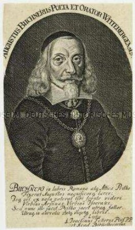 Ovales Brustbildnis des Dichters und Philologen August Buchner mit Gnadenkette und dem Medaillon der Fruchtbringenden Gesellschaft