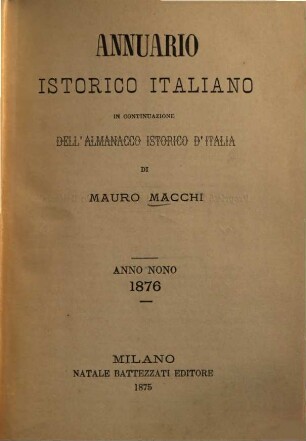 Annuario istorico italiano, 9. 1876 (1875) = Vol. 10