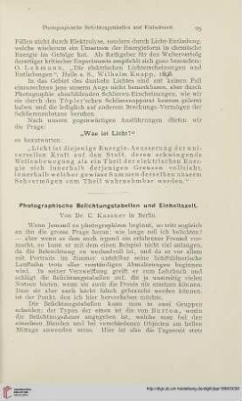 13: Photographische Belichtungstabellen und Einheitszeit