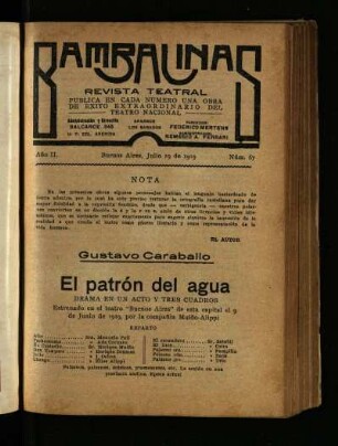 El patrón del agua : drama en un acto y tres cuadros