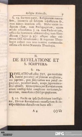 II. De Revelatione Et S. Scriptura.