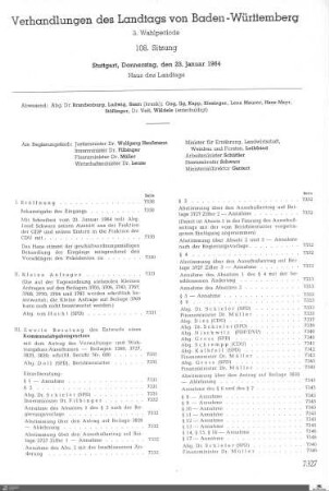 108. Sitzung, Stuttgart, 23.1.1964