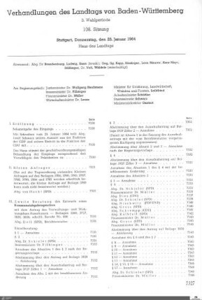 108. Sitzung, Stuttgart, 23.1.1964