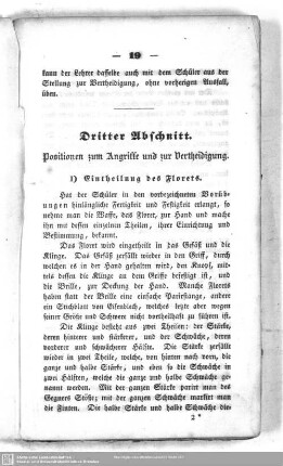 Dritter Abschnitt. Positionen zum Angriffe und zur Vertheidigung