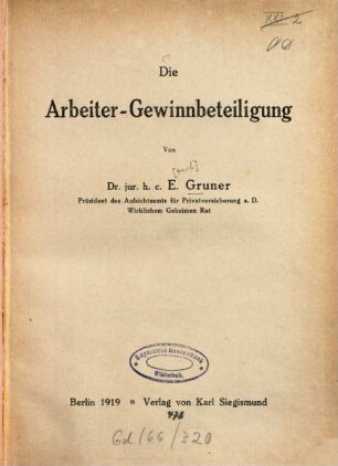 Die Arbeiter-Gewinnbeteiligung