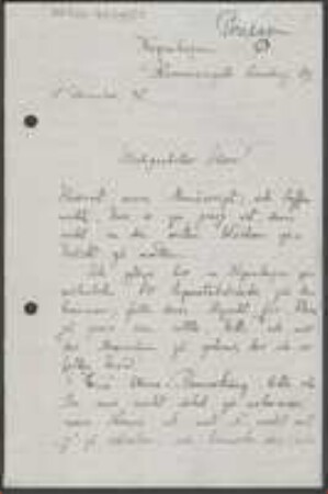 Brief von Viggo Albert Poulsen an Unbekannt