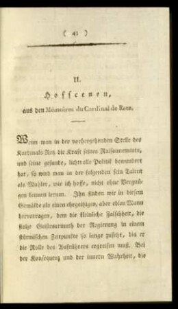 II. Hofscenen, Aus den Mémoires du Cardinal de Retz