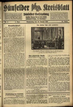 Zweite Ausgabe vom Donnerstag, den 19. Januar 1933.