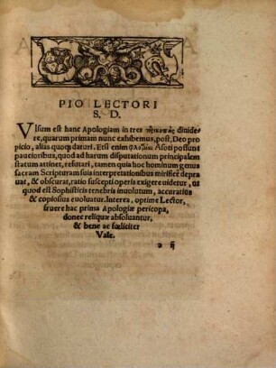 Apologiae Confessionis Illustriss. Principis Ac Domini, d. Christophori Ducis Vuirtenbergensis, &c. ... Perikopē Protē [- Postrema Pericope], Perikopē Protē