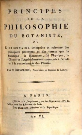 Principes de la philosophie du Botaniste