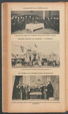 Inauguración del Automóvil-Club [y] Instituto Superior de Agronomía y Veterinaria [y] Los premios del Torneo Atlético Universitario