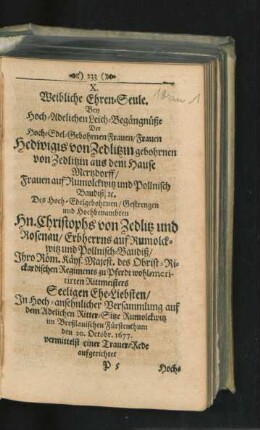 X. Weibliche Ehren-Seule.