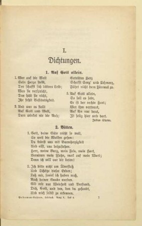 I. Dichtungen