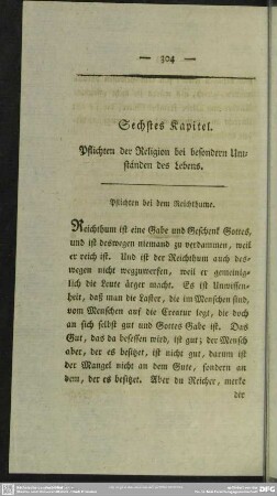 Sechstes Kapitel. Pflichten der Religion bei besondern Umständen des Lebens
