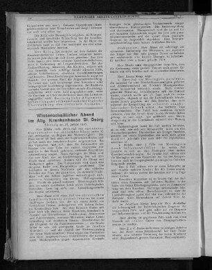 Wissenschaftlicher Abend im Allg. Krankenhause St. Georg. Sitzung am 18. Januar 1918.