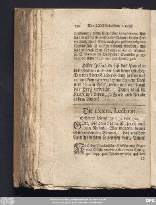 Die LXXIII. Lection. Gehalten Dienstags d. 31. Julii 1725.