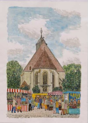 Markt in Ahlen vor der St. Bartholomäus-Kirche