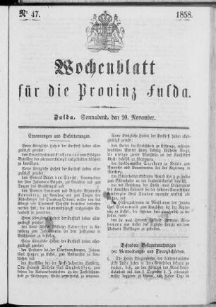 Nr. 47, Ausgabe vom 20. November 1858