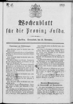 Nr. 47, Ausgabe vom 20. November 1858
