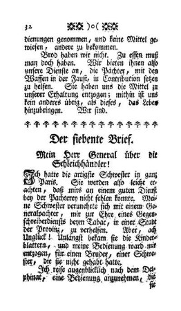 Der siebente Brief - Mein Herr General über die Schleichhändler!