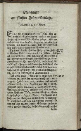Evangelium am fünften Fasten-Sontage.