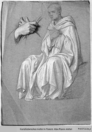Handstudie und Sitzfigur zu "Die mystische Hochzeit der hl. Katharina von Siena"