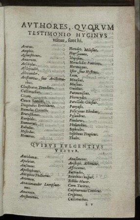Authores, Quorum Testimonio Hyginus [...]