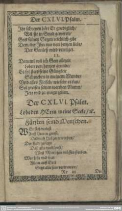 Der CXLVI. Psalm. Lobe den Herrn meine Seele, [et]c.