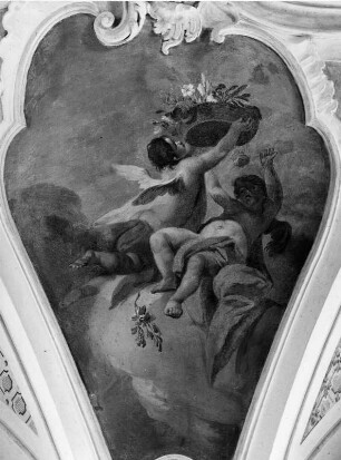 Putten : Putten. Fresko (nach 1762; F. A. Zeiller). Rieden Kreis Ostallgäu, Katholische Pfarrkirche Sankt Martin, Chorgewölbe