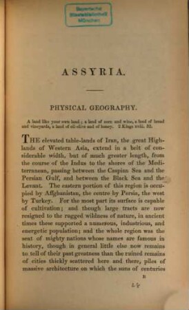 Assyria, her manners and customs, arts and arms