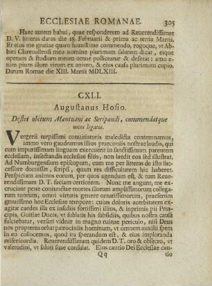 CXLI. Augustanus Hosio. - CLX. Borromeus Hosio.