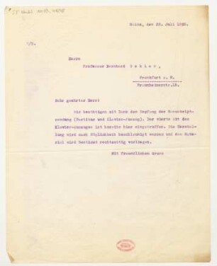 Brief an Bernhard Sekles : 28.07.1925