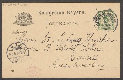 Brief an B. Schott's Söhne : 17.06.1896