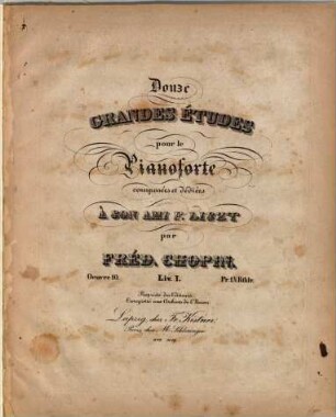 Douze grandes études pour le pianoforte : oeuvre 10, 1