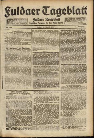 Ausgabe vom Freitag, den 19. August 1921.