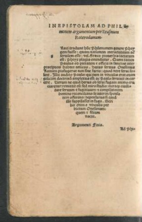 In Epistolam Ad Philemonem argumentum ...